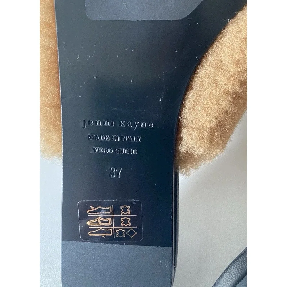 Jenni Kayne Shearling Mules US 7 EU 37 Tan Fur Slides Italy Quite Luxury